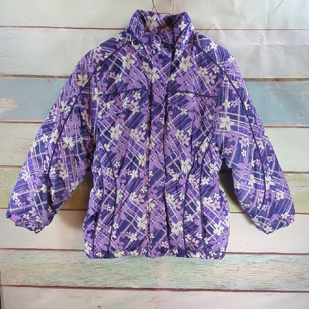 Purple Floral Puffer Jacket